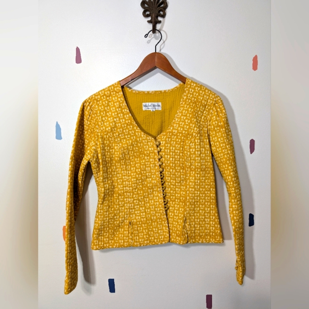 Michel Biehn Yellow and White Quilted Lightweight Jacket